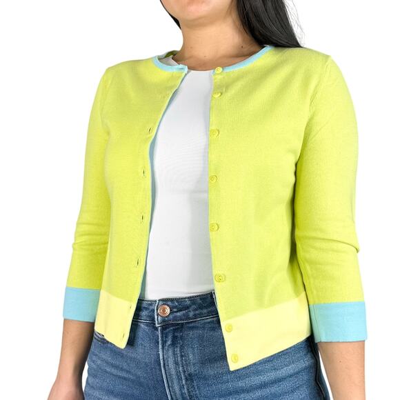 Liz Claiborne Bright Green & Blue Knit Cardigan - Picture 4 of 8